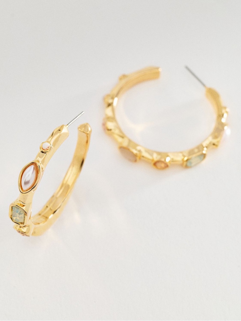 Anthropologie Bezel Stone Hoop Earrings - Picture 2 of 7